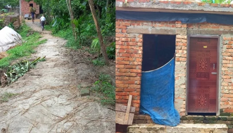 রাস্তার ইট তুলে ইউপি মেম্বারের বাড়িতে পাকা বাথরুম